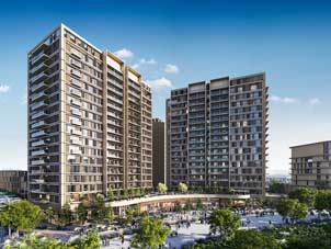Architectural rendering of Sidr Residences, highlighting its contemporary design and integration with the surrounding environment in Expo City Dubai.