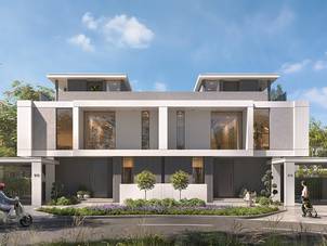 Modern homes at Avena in The Valley by Emaar, featuring contemporary design and landscaping.